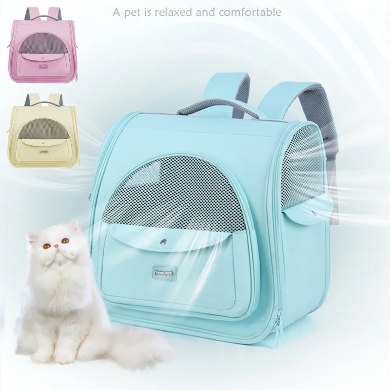 Pet Backpack Portable Cat and Small Dogs Outdoor Carrier Foldable Ventilated Design Large Cat Dog Backpack Carrier Bag