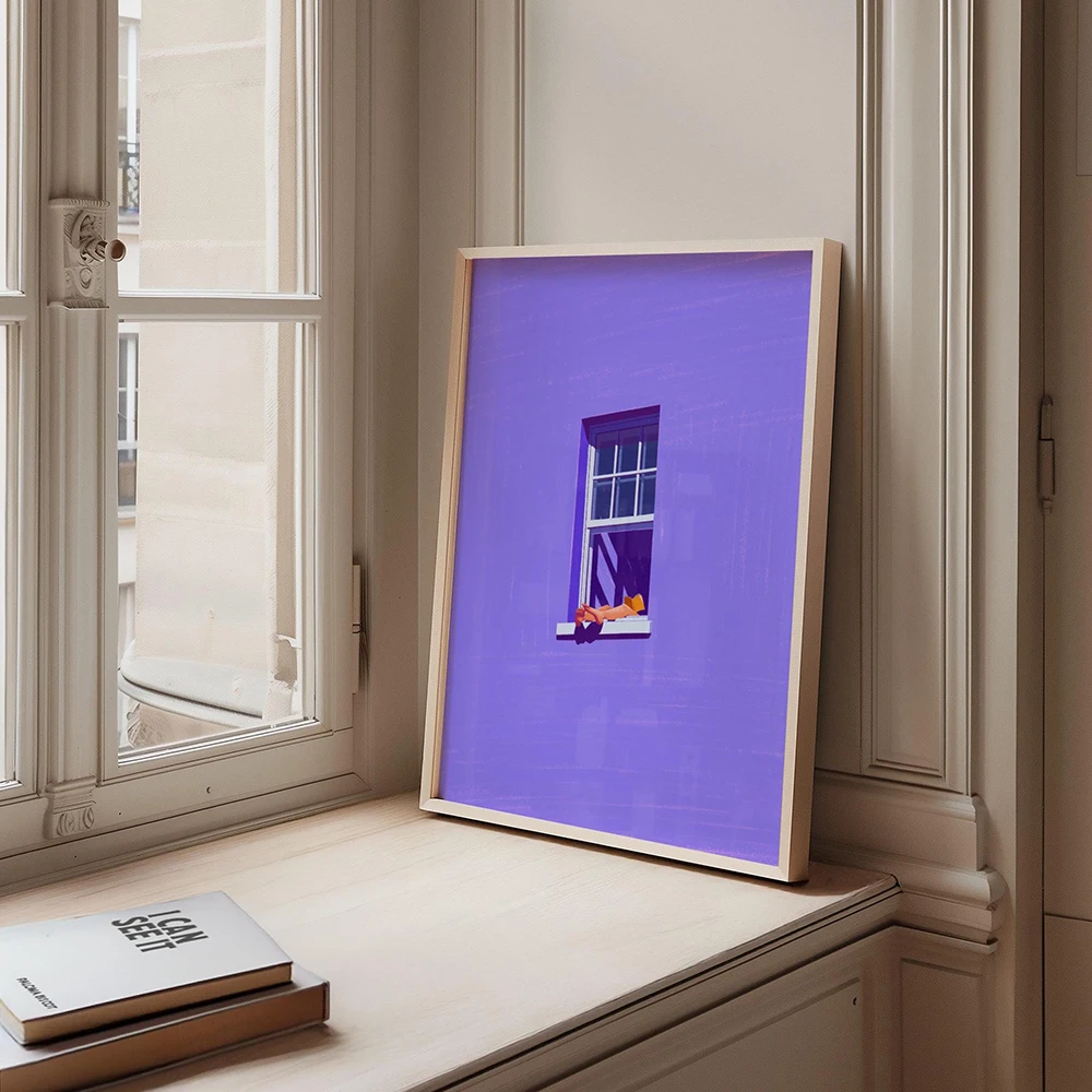 

Bold Minimalist Wall Art Canvas Painting Aesthetic Home Decor Purple Colorful Print Book Lover Gifts Poster Dopamine Decor