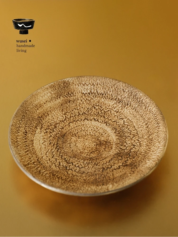 

Wusei Handmade Rock Mud Gear Tea Tray Chado Accessories Tea Pot Holder Original Stone Pattern Gear Shape Tea Ceremony Supplies