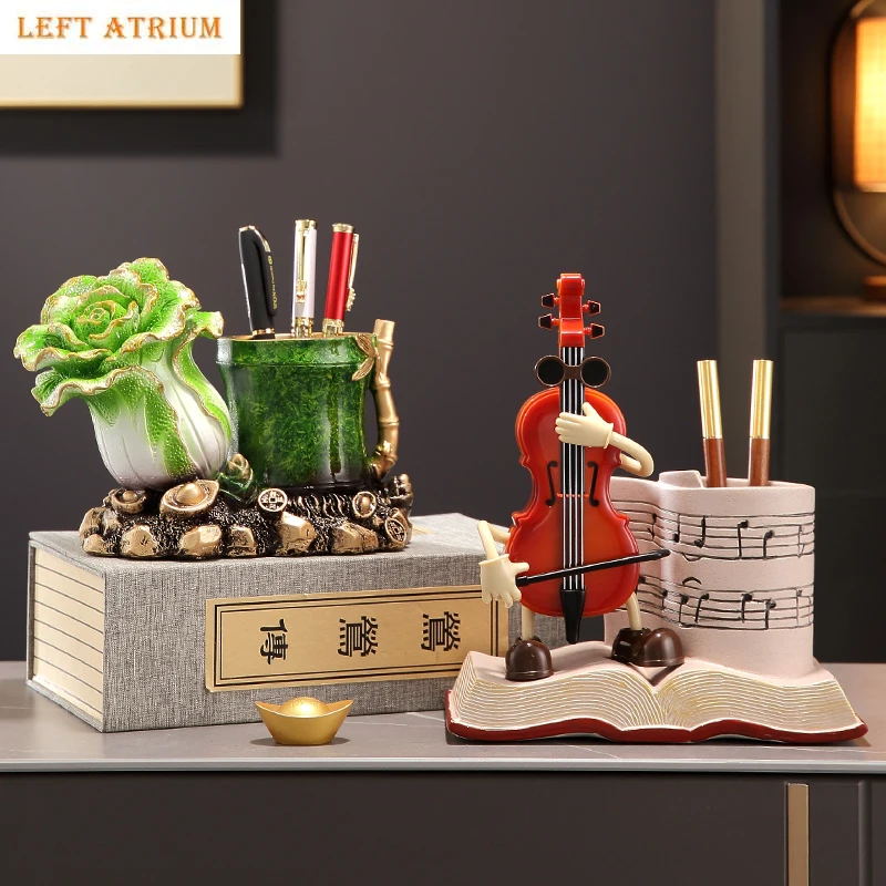 

Cello Pen Holder Resin Ornament Storage Organizer Storage Tank Makeup Brush Storage Rack Decoration Crafts Storages Bottle Gifts