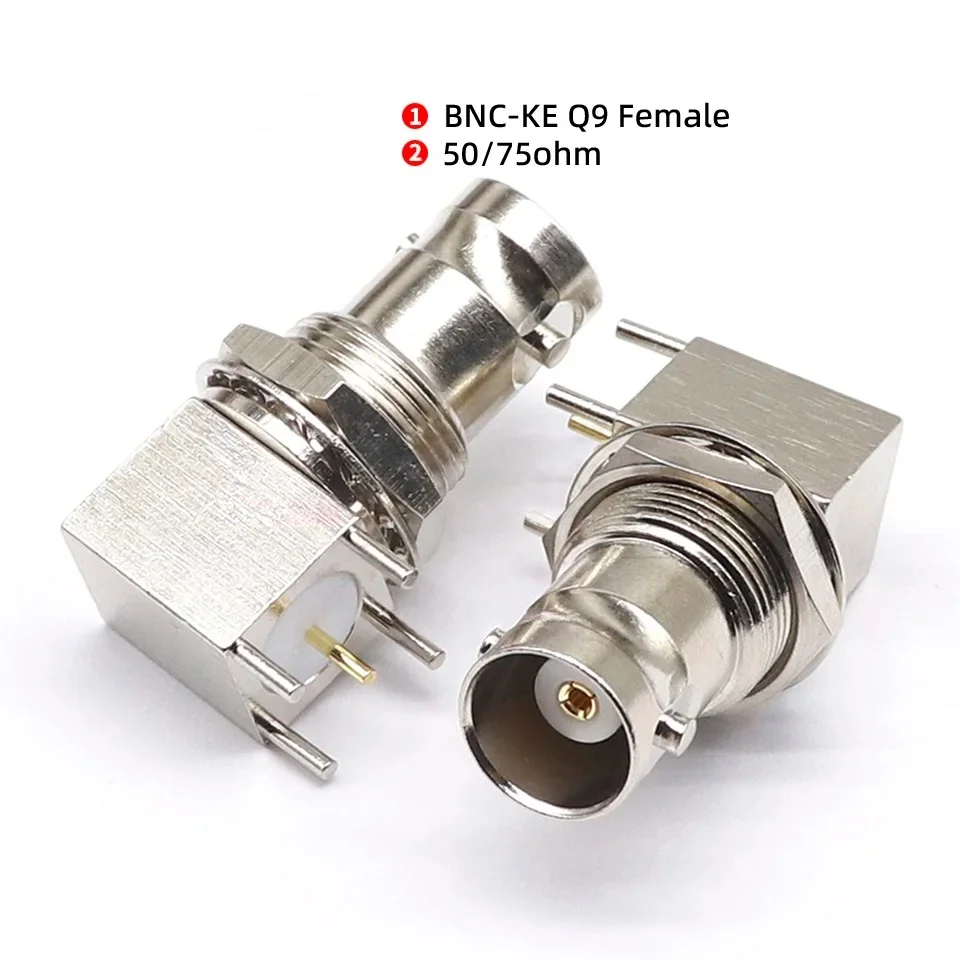 

50/75ohm Four-pin BNC Socket Welding Board BNC-KYE Connector BNC-KE Curved Four-pin Board Q9 Female Seat Copper