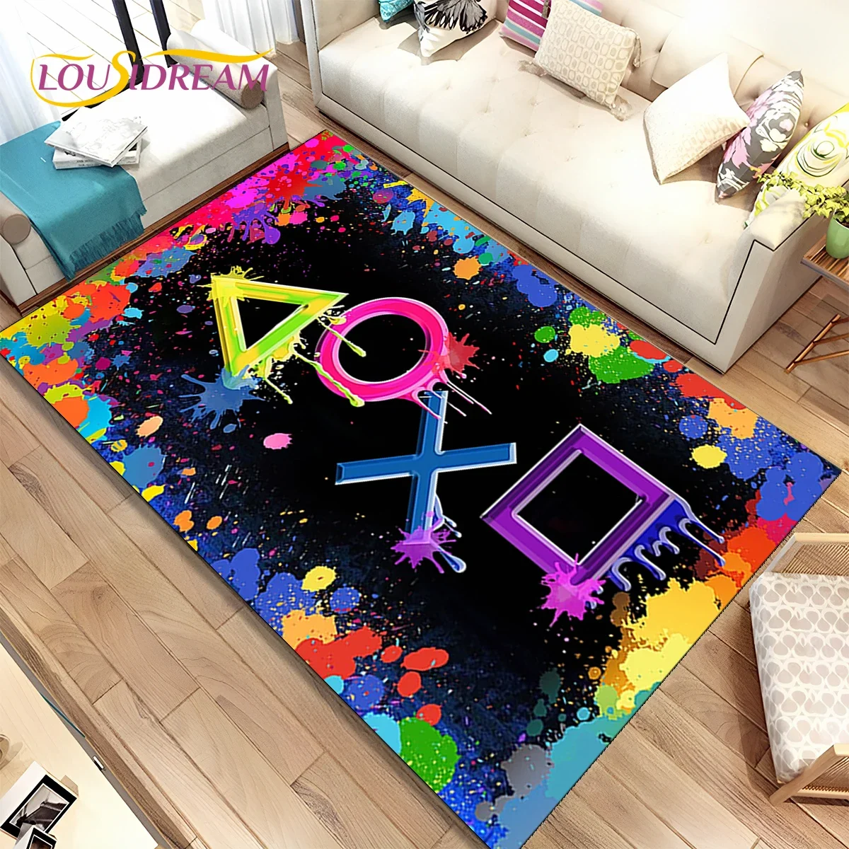 

Cartoon Game Gamer Gamepad Carpet Rug for Bedroom Living Room Home Sofa Decoration,Children Play Large Decor Floor Mat Gift