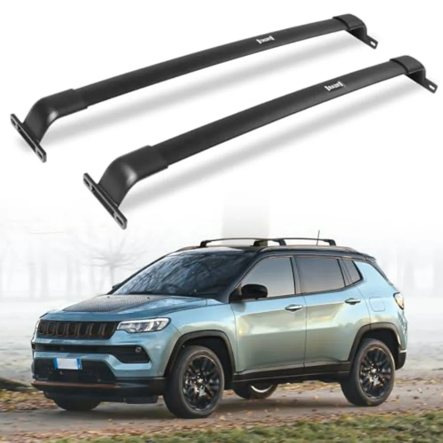 

Багажник на крышу (220 фунтов) для Jeep Compass 2018-2026 с боковыми рейлингами, алюминиевый, черный, усиленный, для перевозки грузов