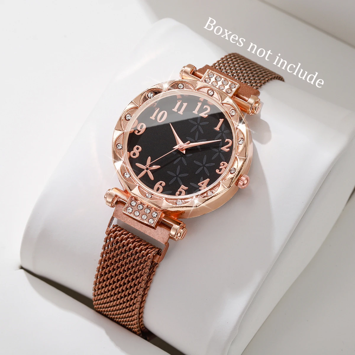 Fashion Flower Dial Women Watch Ladies Magnet Clasp Mesh Band Quartz Wristwatch Girls Clock（Without Box）