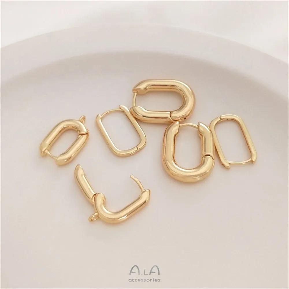 14K Gold-Color U-shaped Oval Earrings French with Drop Earrings DIY Handmade Earrings Accessories Material E078
