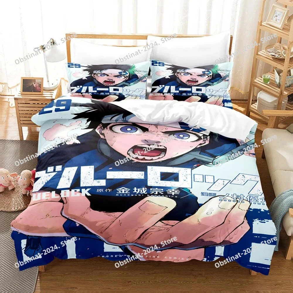 

Blue Lock Bedding Set Hot Anime Duvet Cover Set with Pillowcases King Queen Twin Double Size Comforter Cover Set For Home Decor