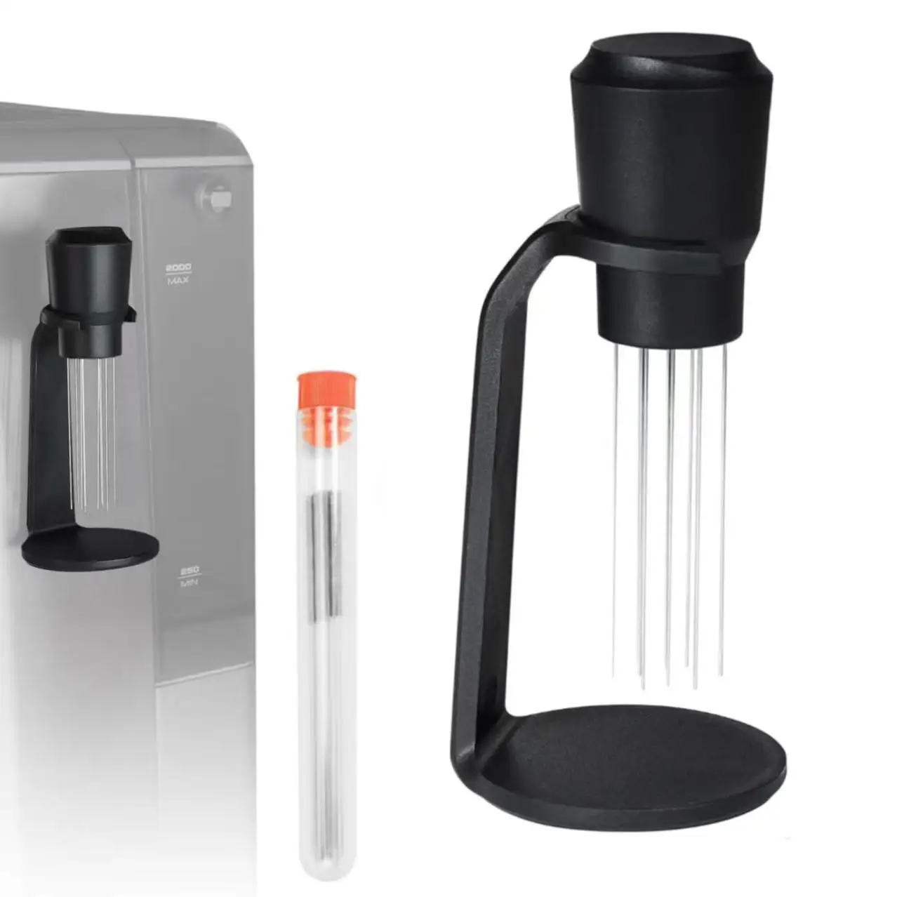 Magnet WDT Werkzeug Espresso, Verteilungswerkzeug Espresso-Zubehör, 10-Nadel-Kaffeerührer mit Ständer für Barista – Detail 1