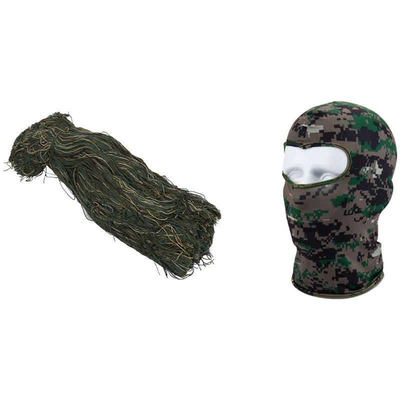 

Outdoor Spandex Thin Motorcycle Cycling Ski CS Mask With Ghillie Suit Thread Camouflage Lightweight Hunting Clothing