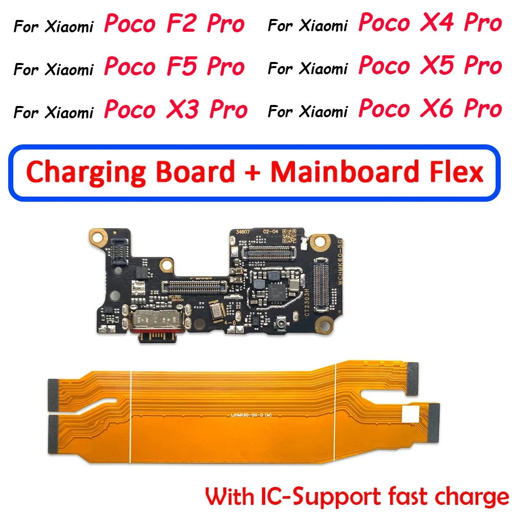 

New USB Charging Port Dock Board Connector Main FPC Motherboard Flex Cable For Xiaomi Poco F2 F1 F3 X3 M4 X4 X5 Pro 4G 5G X2