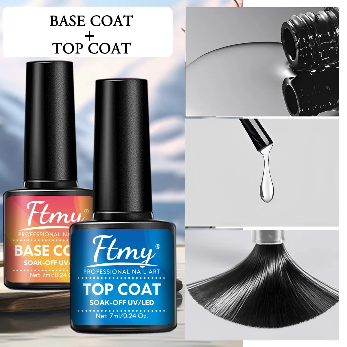 Deshidratador y imprimación de uñas, deshidratador de preparación de uñas Natural sin ácido de 0,24 oz/0,5 oz y capa Base adhesiva, polvo acrílico Nai, 5 uds.