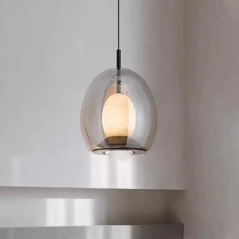 New drop style onyx minimalist ceiling lamp, bedroom bedside anti glare eye friendly lamp, lens style long line spotlight