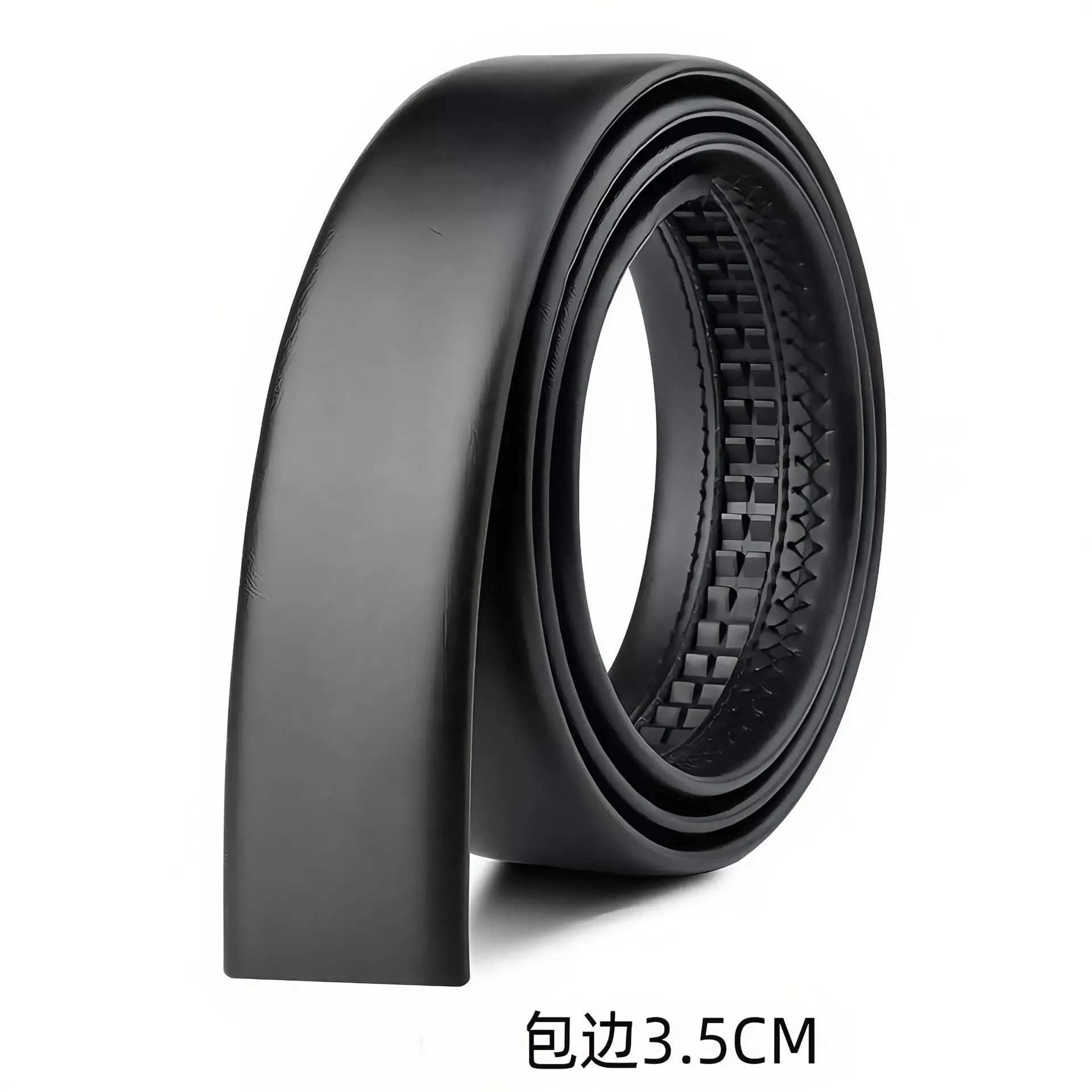 حزام حزام من الجلد الطبيعي للرجال 2025 بعرض 3.5 سم، إبزيم تلقائي بدون إبزيم متضمن، جلد البقر المحبب العلوي قابل للتعديل، الأعمال