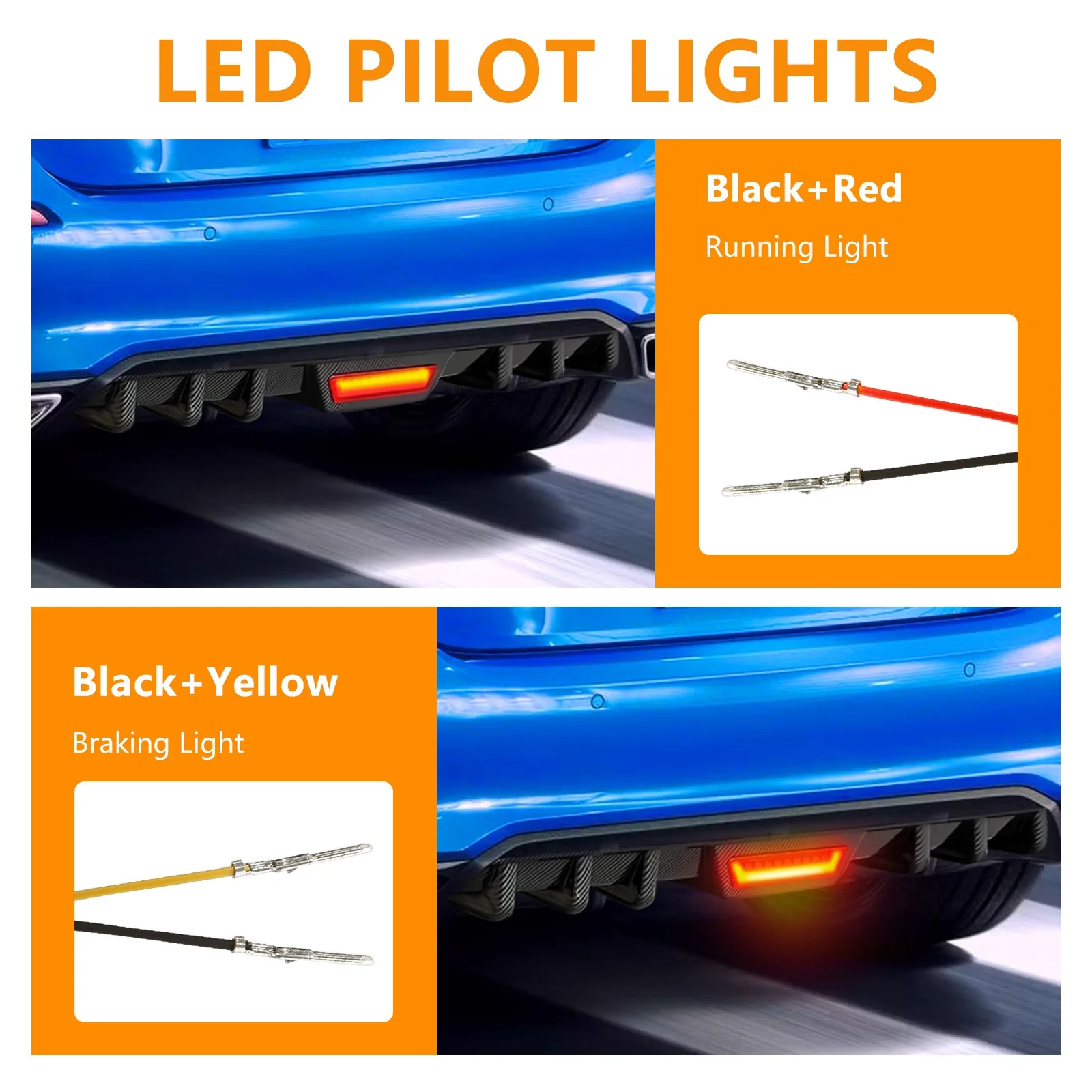 Carbon Fiber Rear Bumper Diffuser Canard w/LED Tail Light For Infiniti Q40 Q50 Q60 Q70