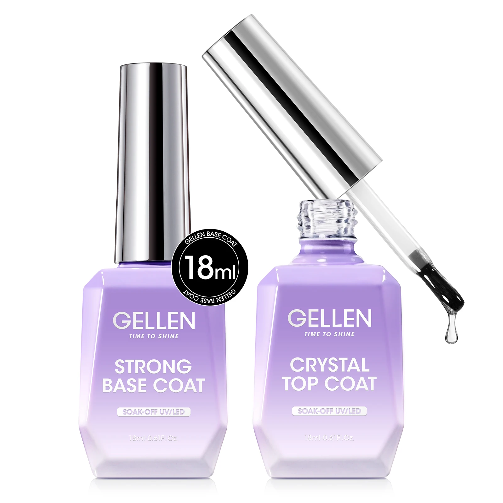 18ml Top Coat Base Coat Gel-Set Nagelkunst Ohne Abwischen Abziehbar Ultra-Glänzender Top UV-LED-Härtender Langanhaltender Nagellack