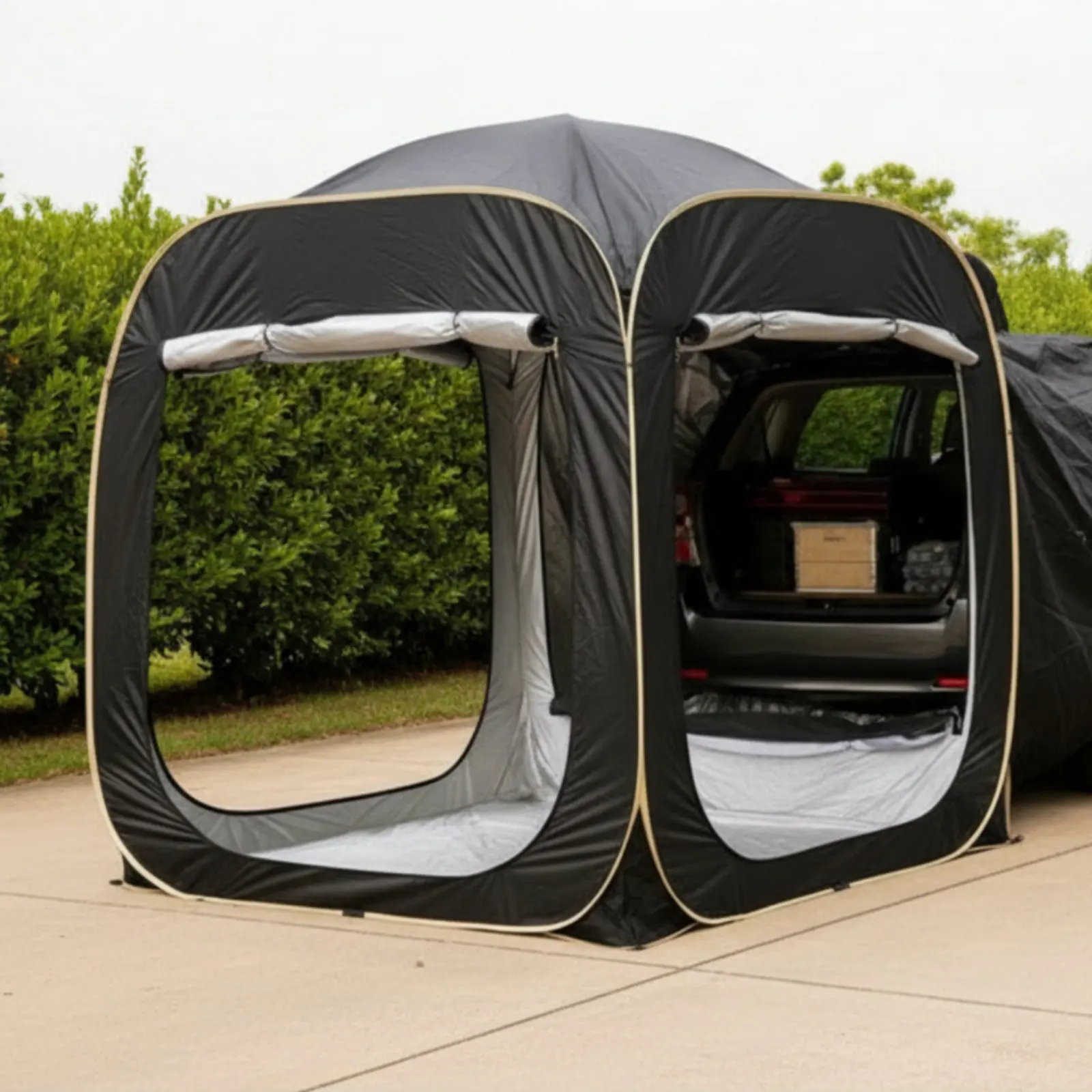 

SUV Tailgate Tent Waterproof Quick-Setup Car Tent Car Rear Awning Wind Resistant Tailgate Sun Shade Cover 2-in-1 Versatile