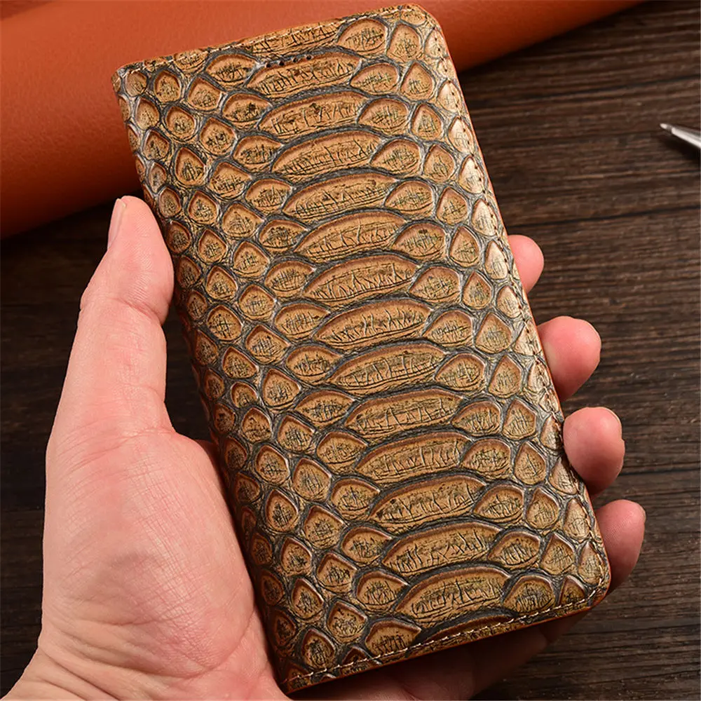 

Genuine Cowhide Leather Python Flip Case for Samsung Galaxy S22 S23 S24 Ultra Card Slot Holder Cover