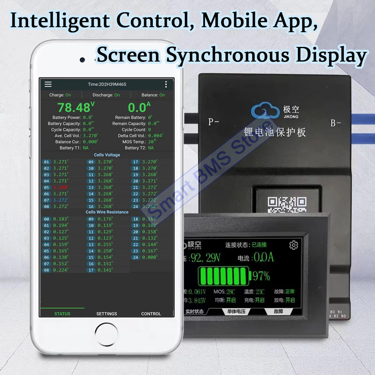 4s 7s 8s 13s 16s 20s 24s 32S 12v 24v 36v 48v 60V 72V 96v 100a 200a 300A Display JIkong NX JKBMS Board Lto Smart Jk Bms Lifepo4 image 3