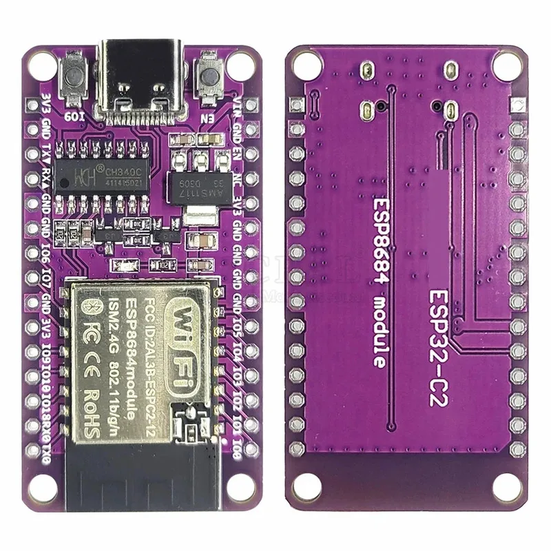 لوحة تطوير MCU ESP32-C2 مدمجة بوحدة واي فاي ESPC3-12 2.4G وذاكرة فلاش 4MB متوافقة مع ESP8684 ESP32 C2 USB Type-C