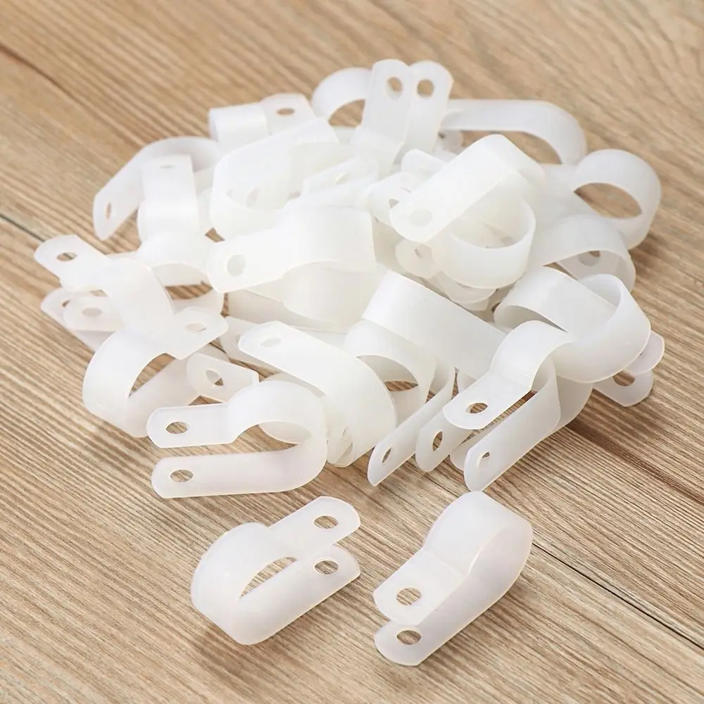 10PCS Adjustable Plumbing Tightening R-Type Hose Clamp Nylon Fixed Cable Clip Plastic Assortment Kit Fastening Buckles Cable