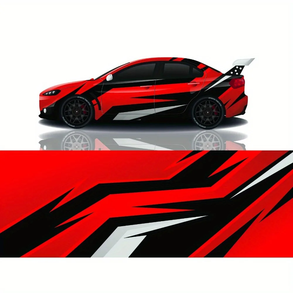 

Полноцветные наклейки с печатью на обеих сторонах автомобиля, графические наклейки для гоночных автомобилей, виниловая пленка для полной оклейки кузова, защитные декоративные аксессуары.