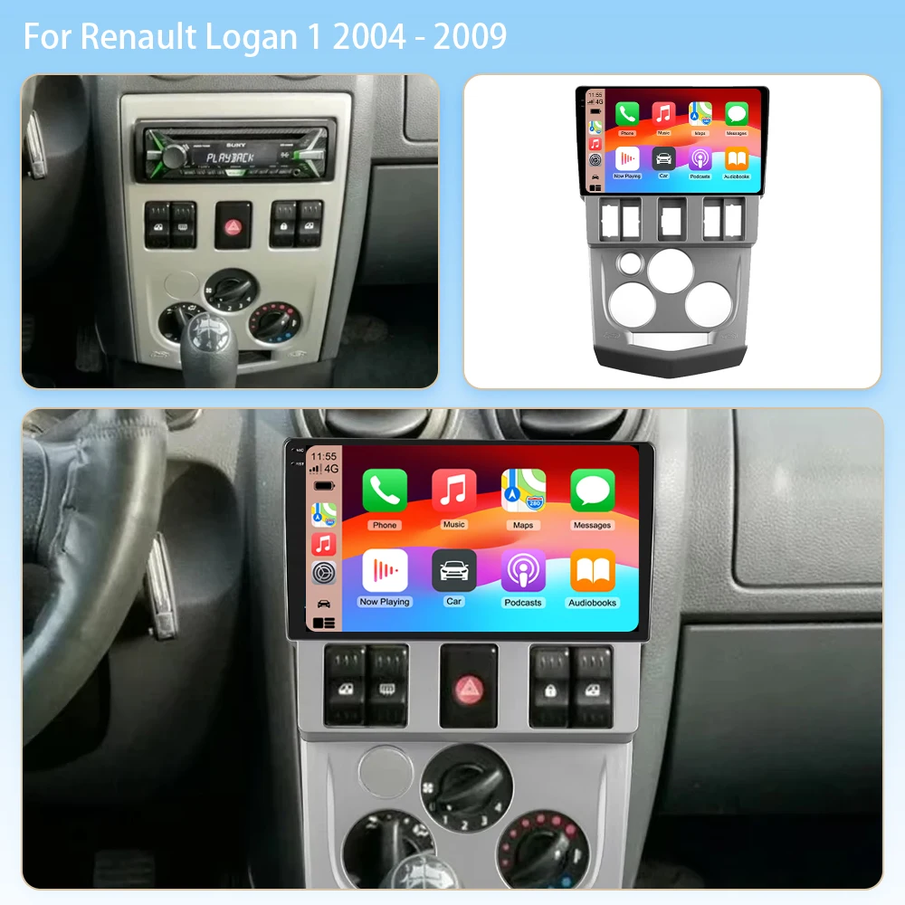 For Renault Logan 1 2004 - 2009 Android 16 Head Unit Car Dvd Auto Radio 4G Wifi BT Multimedia Player High-performance No 2din 2K