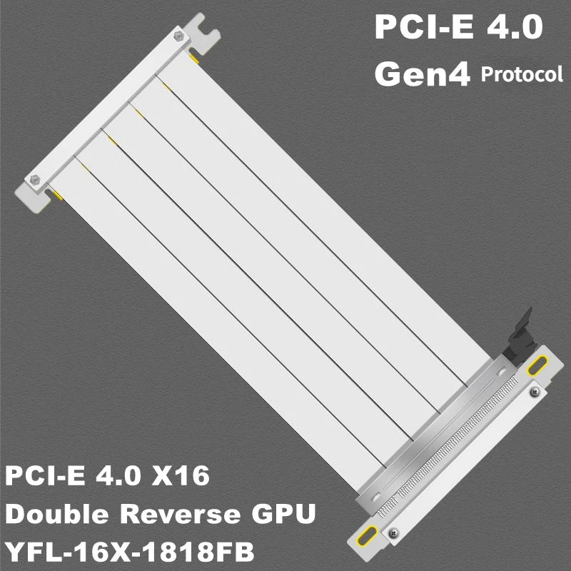 

White PCIe 16x 4.0 Riser Cable RTX 3090 3080 3060 Tested PCI Express Gen 4 X16 Riser Shielded Extender for ITX A4 K39 K55 G5 GPU