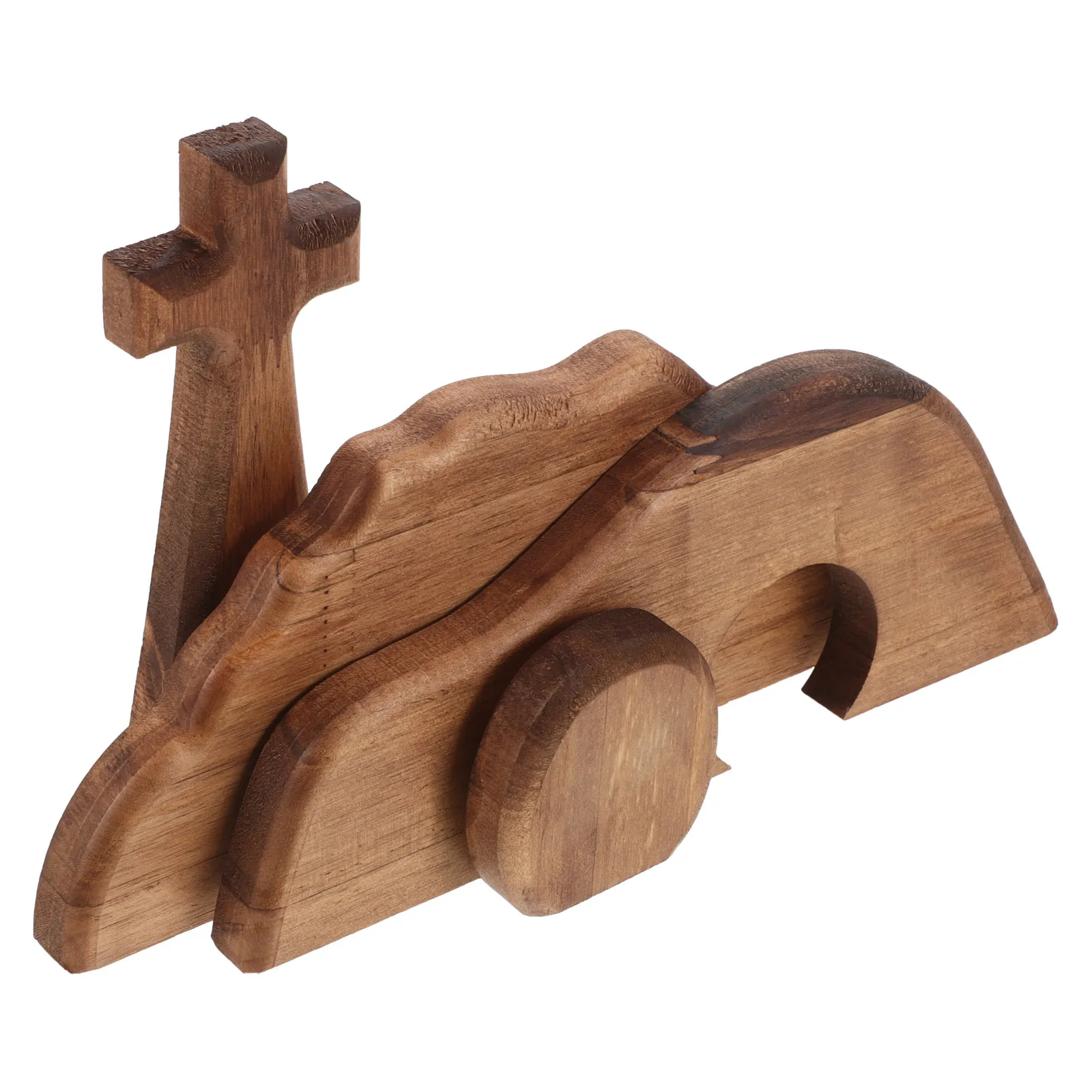 1 Ensemble de Décoration de Scène de Pâques en Bois avec Pièces Mobiles et Croix pour la Maison, le Bureau, l'Église, le Jardin, la Résurrection Religieuse