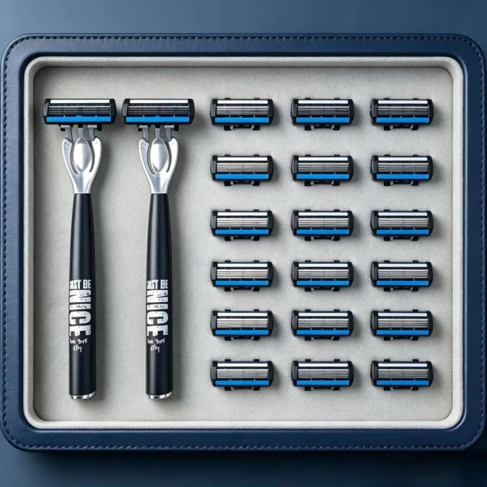 Men's Manual Razor 6-Layer Precision Blade System Replaceable Refills, Long-term Use, Men & Women Suitable Great Gift Idea