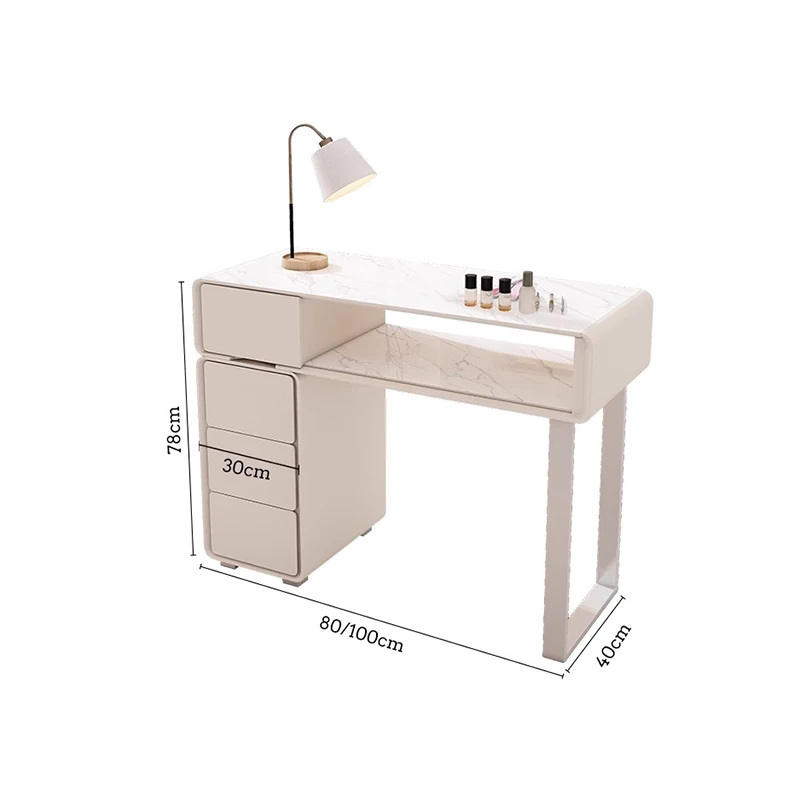 Professional Cream Manicure Table Nordic Glamour Trendy Luxury Nail Table Classic Modern Mesa De Manicura Saloon Furniture