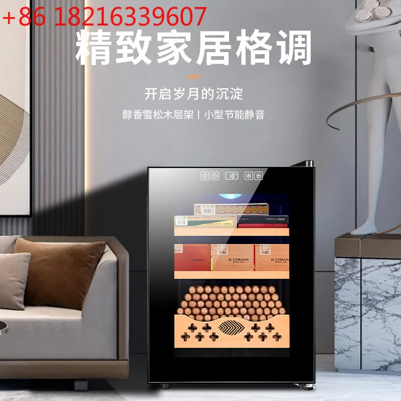 Picture 3: Cigar Cabinet 33C Temperature Control Moisturizing Air Cooling Embedded Dual Core Refrigeration Cedar Wood Alcoholization Small