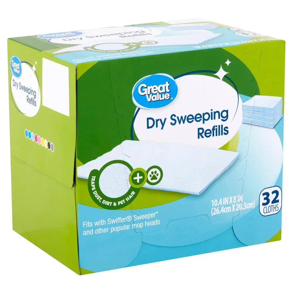 Dry Sweeping Cloth Refills Swiffer Traps Dust Dirt Pet Hair 32 Count Household Cleaning Cloths & Wipes Floor Cleaning Disposable