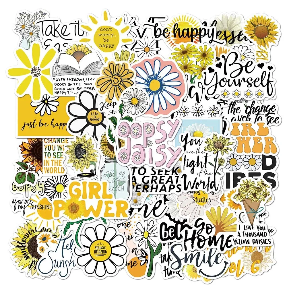 Stickers Guitar Sticker Mobile Phone Flowers Daisies Sticker Inspirational Quotes Decals DIY Scrapbooking Graffiti Stickers