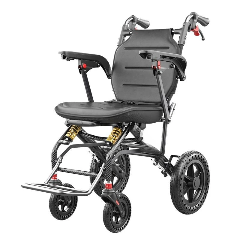 Shock-Absorbing Wheelchair Is Folded and lightweight, and It Is a Convenient Disabled Scooter for the Elderly to Travel.