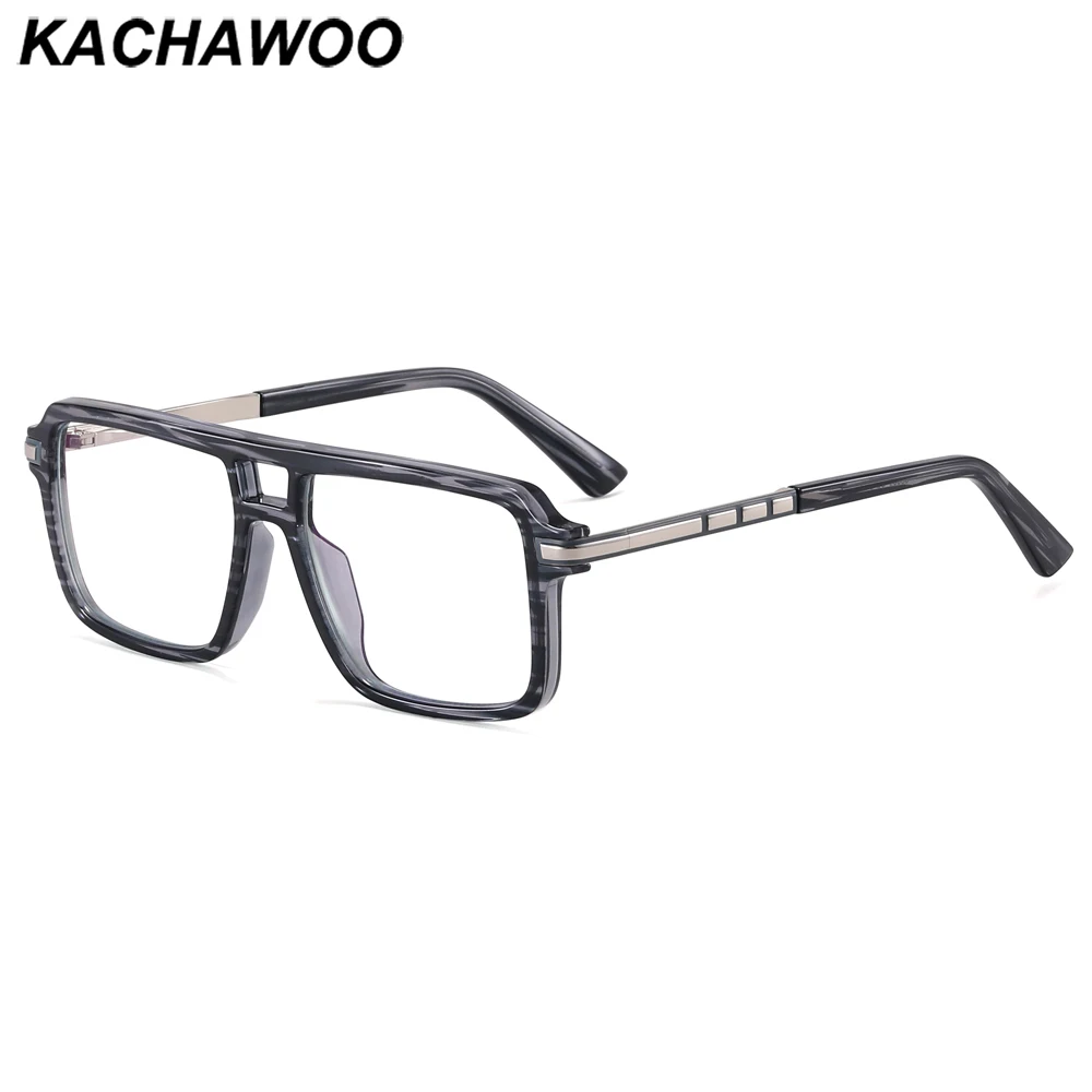 

Мужские ретро-очки Kachawoo TR90, синие квадратные большие очки с фильтром, металлические Компьютерные очки с пружинными петлями