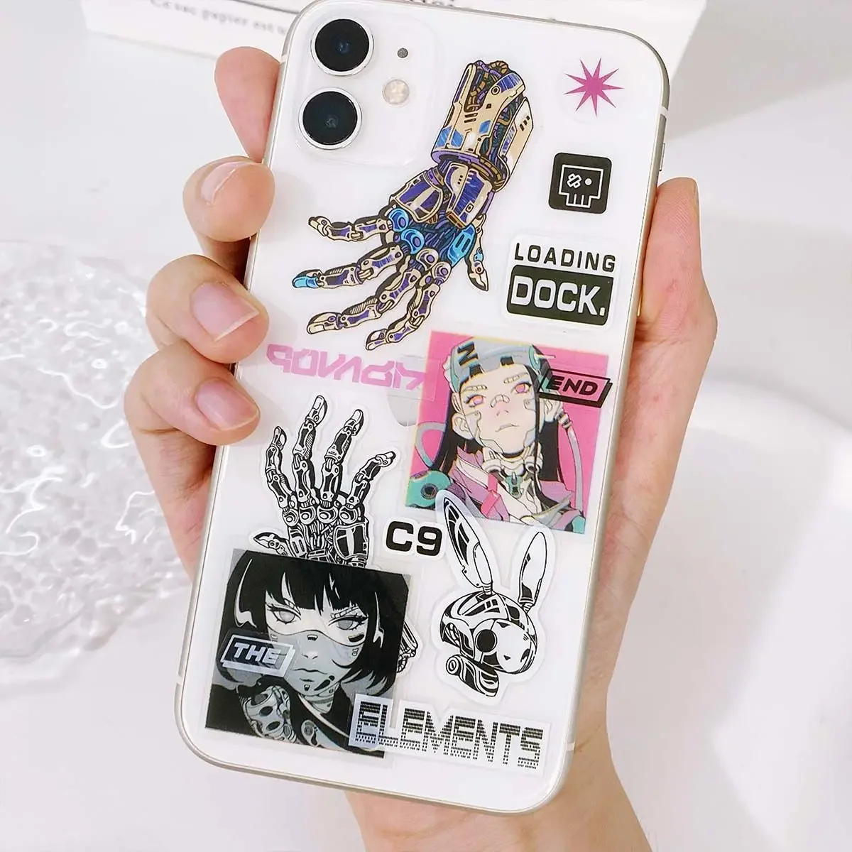 PET Stickers Trendy and Cool Mechanical Psychedelic Style Hand Account Card Decoration