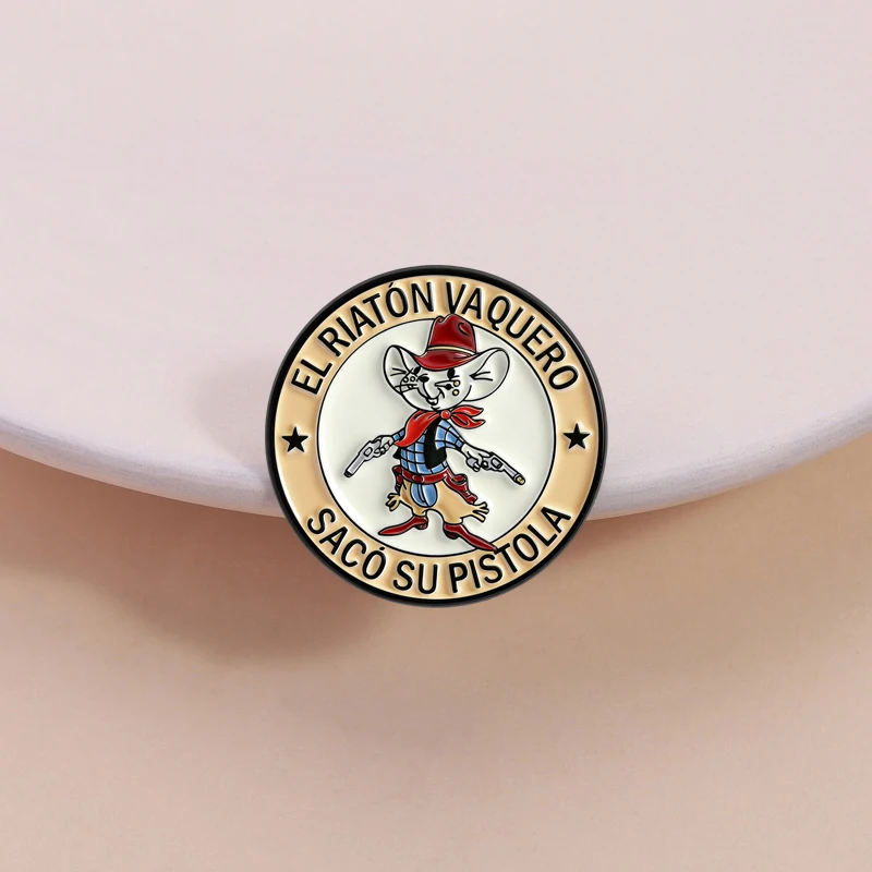 EI Riatón Vaquero Enamel Pin Mexican Children's Songs Cartoon Cowboy Mouse Animal Brooch Lapel Badge Jewelry Gift for Friends ﻿