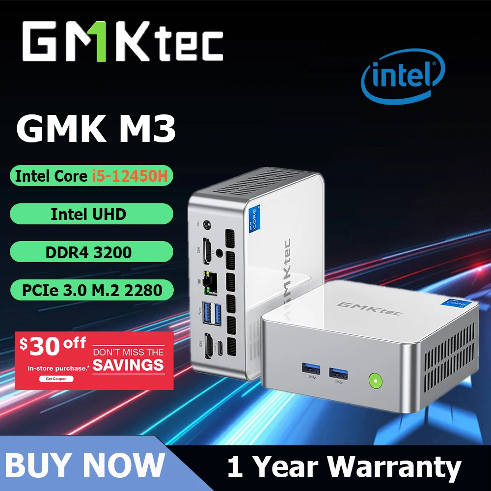 GMKtec M3 Intel Core i5-12450H Gaming Mini PC 8-core 12-thread 16/32GB DDR4 512GB/1TB SSD Computer PC Mini Computer Gaming PC