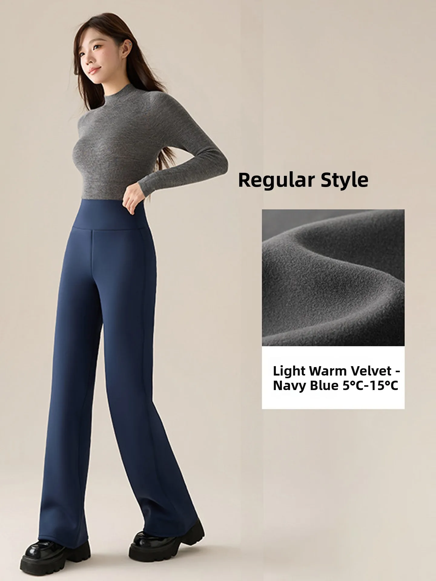 블루 페이스 라인드 스트레이트 레그 요가 팬츠 여성용 아우터웨어 가을 겨울 하이 웨이스트 두꺼운 따뜻한 루즈 캐주얼 와이드 레그 바지