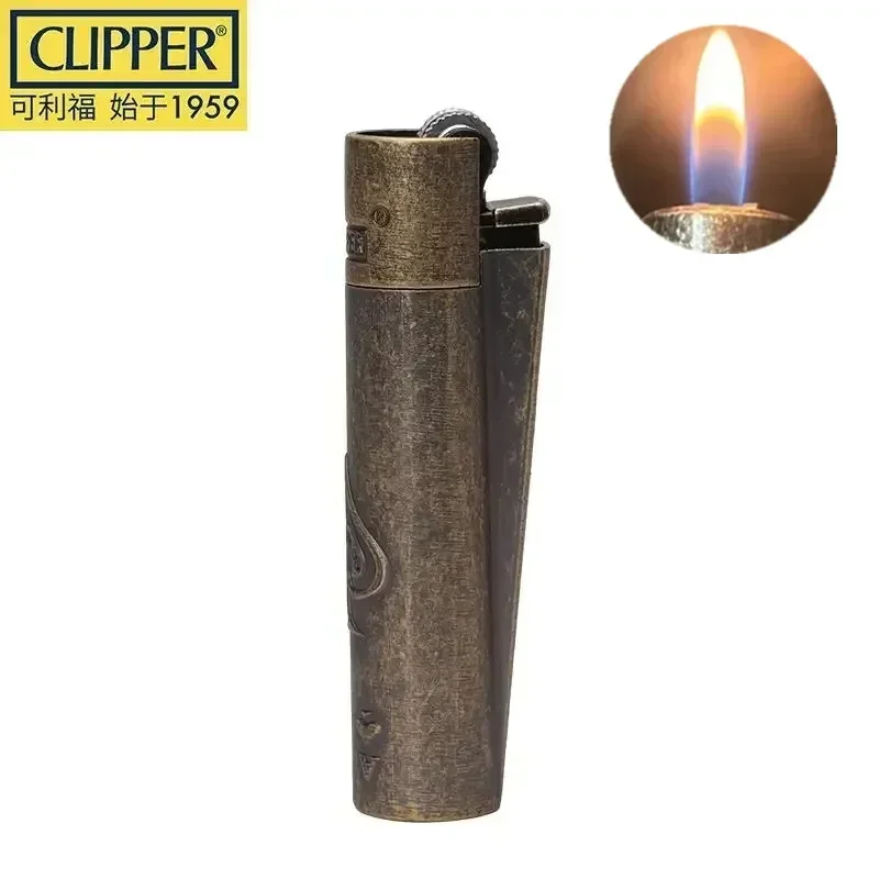 New CLIPPER Retro Vintage Spade A Gear Pulley Metal Grinding Wheel Lighter Inflatable Old-fashioned Flint Lighter Tool（No Gas）