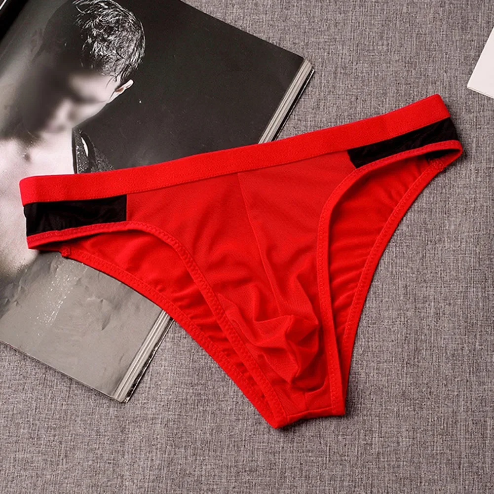 

Men Mesh Translucent Briefs Low Waist Underpants Soft Pouch G-string Underpants Thin Sheer Knickers See Through Erotic Underwear