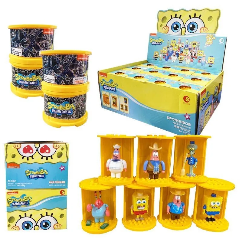 Bob l'éponge SquarePants crabe patron Station poulpe frère figurine bloc de construction Puzzle modèle poupée boîte aveugle jouets enfants cadeaux