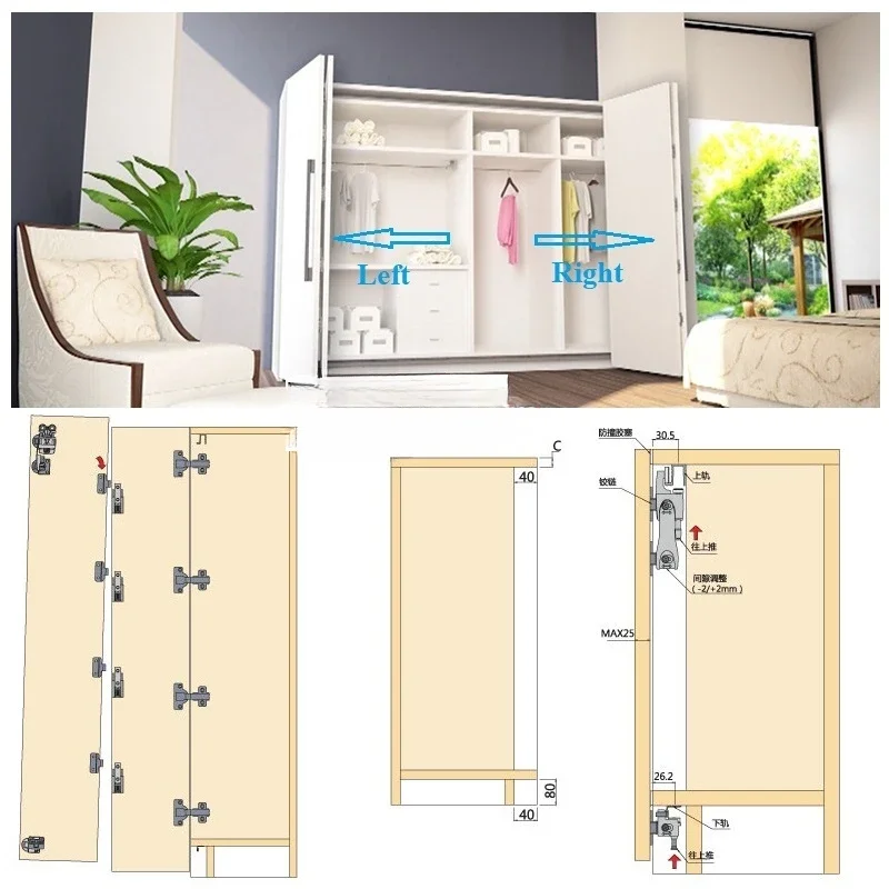Sliding Bi-fold Folding Door Hanging Wheel Roller Hinge Replacement Parts