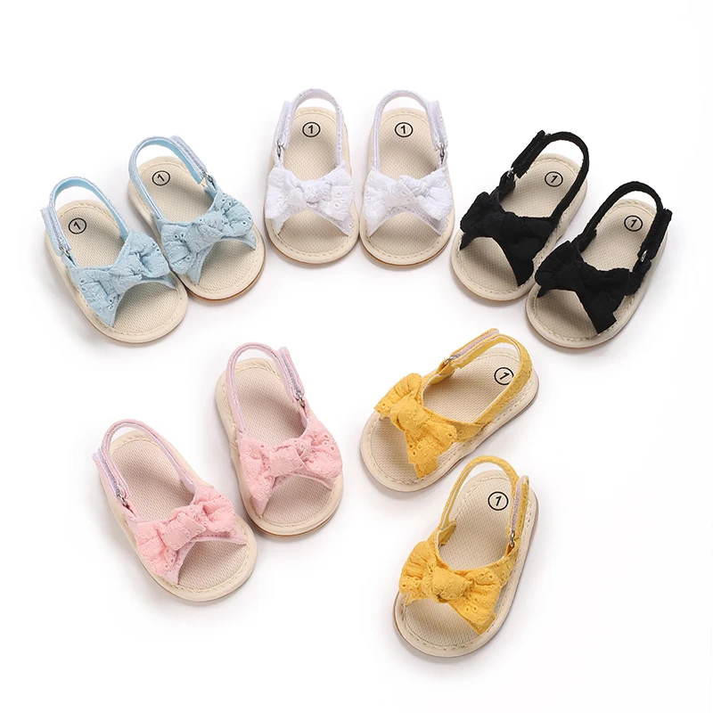 2022 new baby girl bow sandals cute summer soft bottom flat princess shoes baby non-slip First Walker