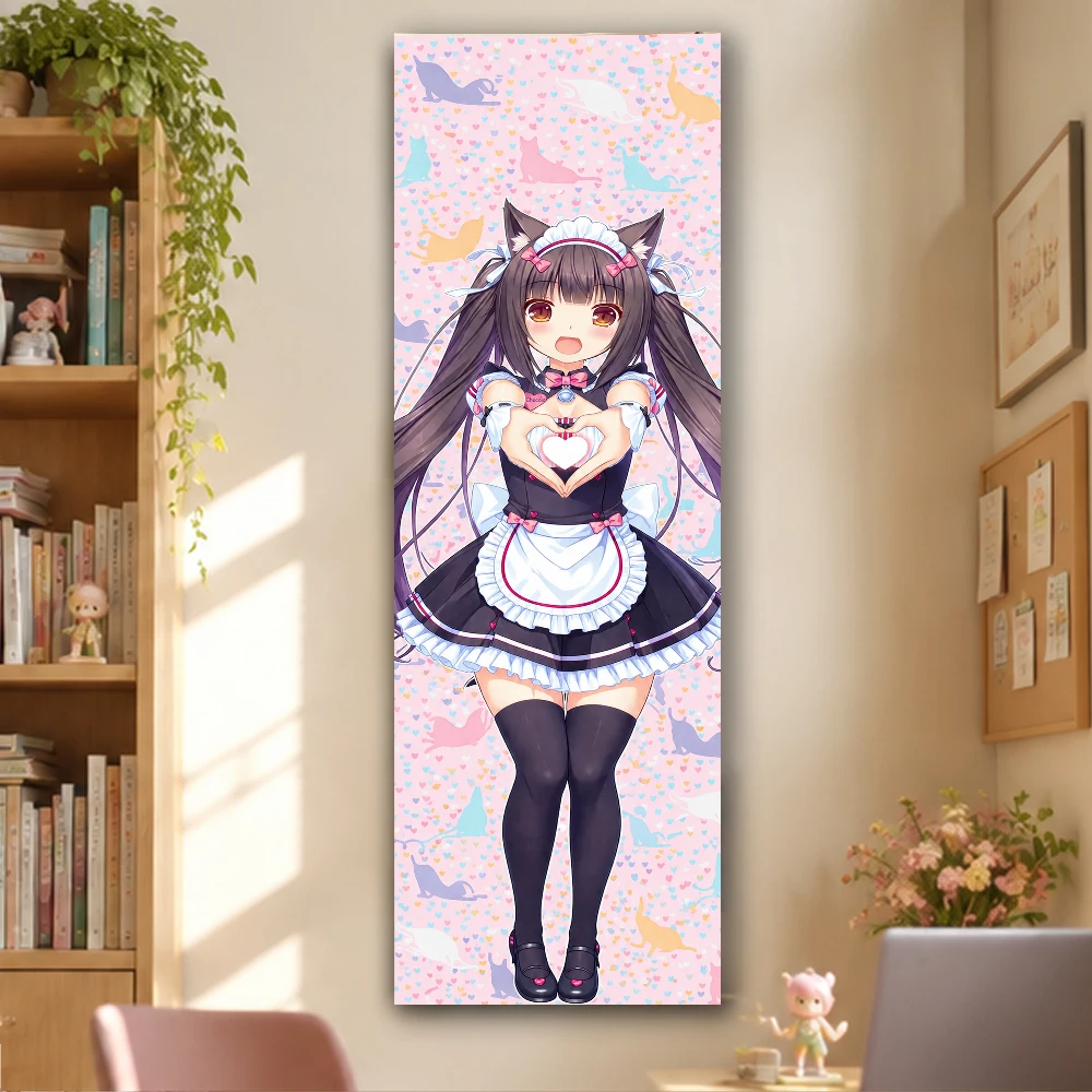 Chocola Cat Maid Vertical Long Tapestry Kawaii Anime Wall Hanging