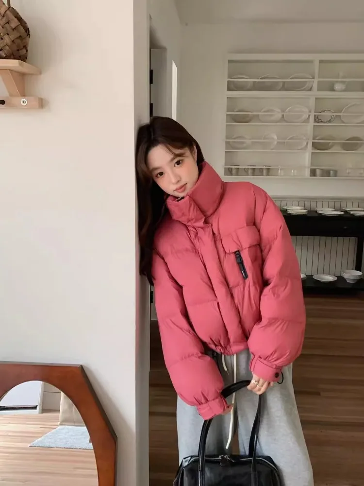 2025年秋冬新作 レディース ショート丈 ダウンジャケット ジップアップ スタンドカラー 厚手 ソフト ふわふわ ゆったり 多機能 ブレッドコート