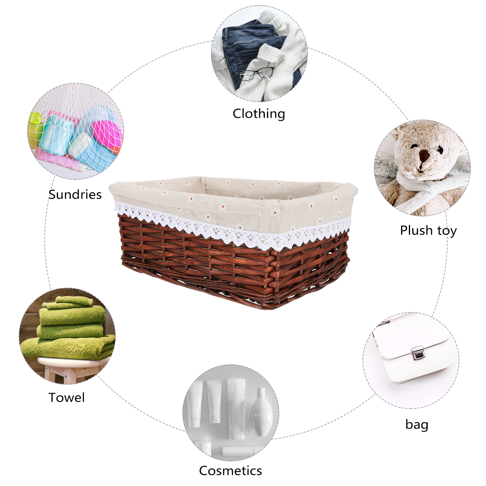 

Wicker Storage Basket Large Capacity Laundry Basket For Clothes Kitchen Sorting Box Floor Closet Use 30*20*12Cm Brown