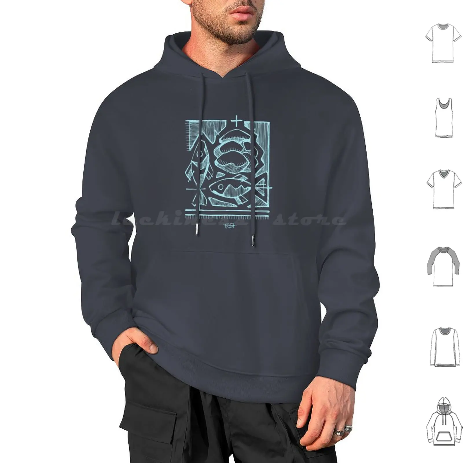 Eucharist Sacrament Illustration Hoodie cotton Long Sleeve Hand Drawn Vector Illustration Drawing Religious Religion