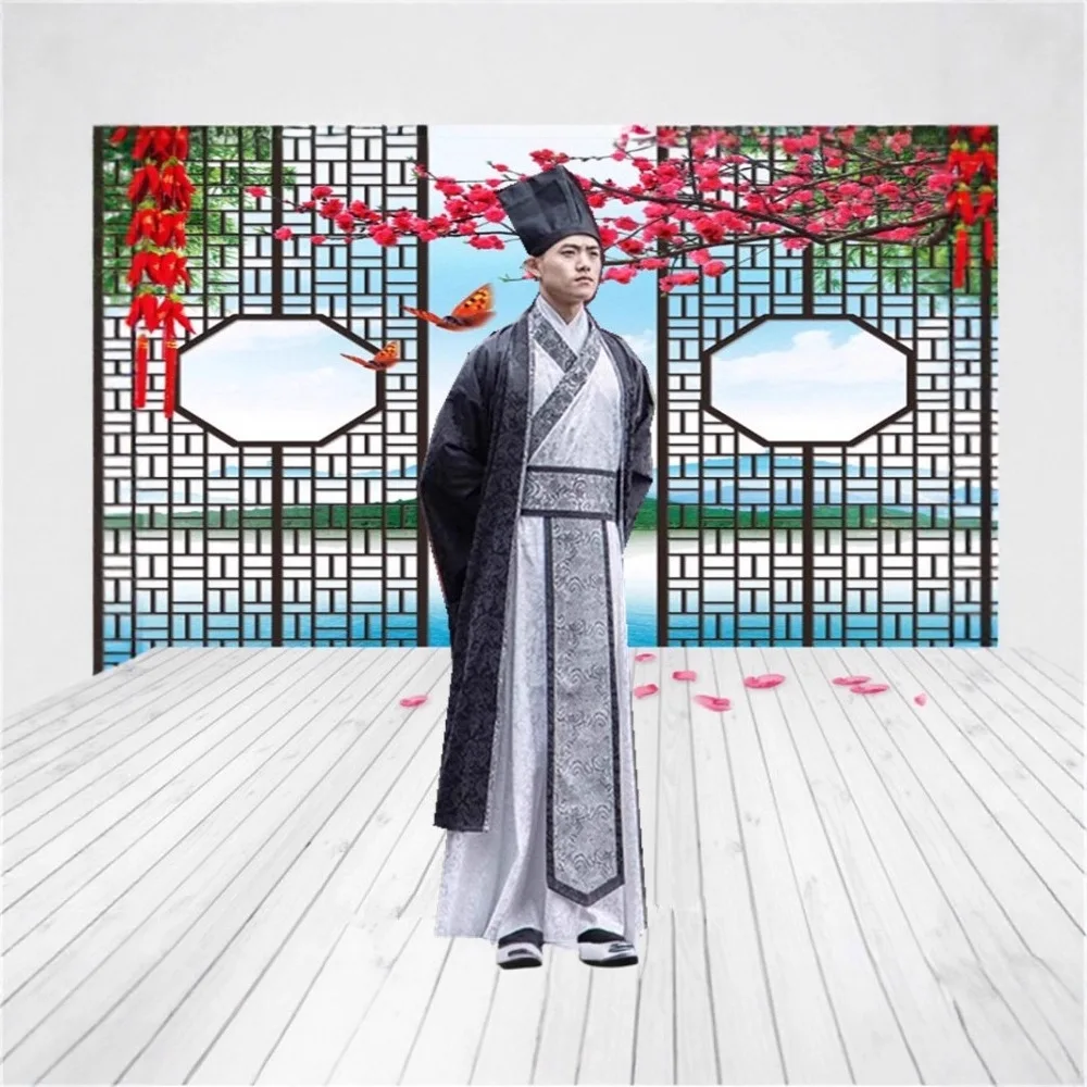 Chinese Ancient Costume Male Song Dynasty Scholar Jiangnan Talent Wide Sleeve Hanfu Chinese Drama Film TV Performance Outfit