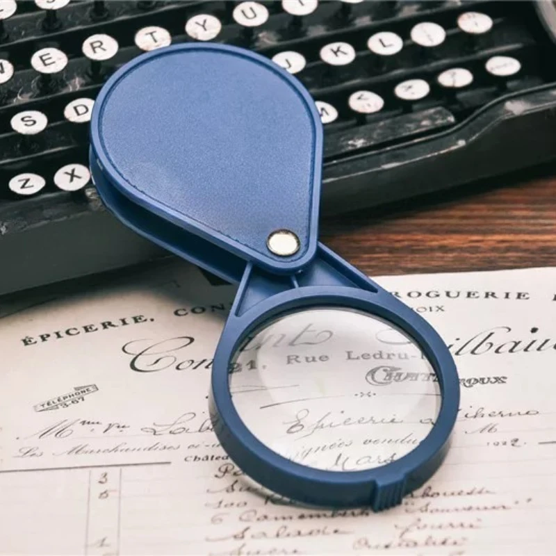 10x Black Blue Portable 65mm Handheld Reading Magnifier with High-Power Glass Lens Loupe Helping Hands Magnifying Glasses