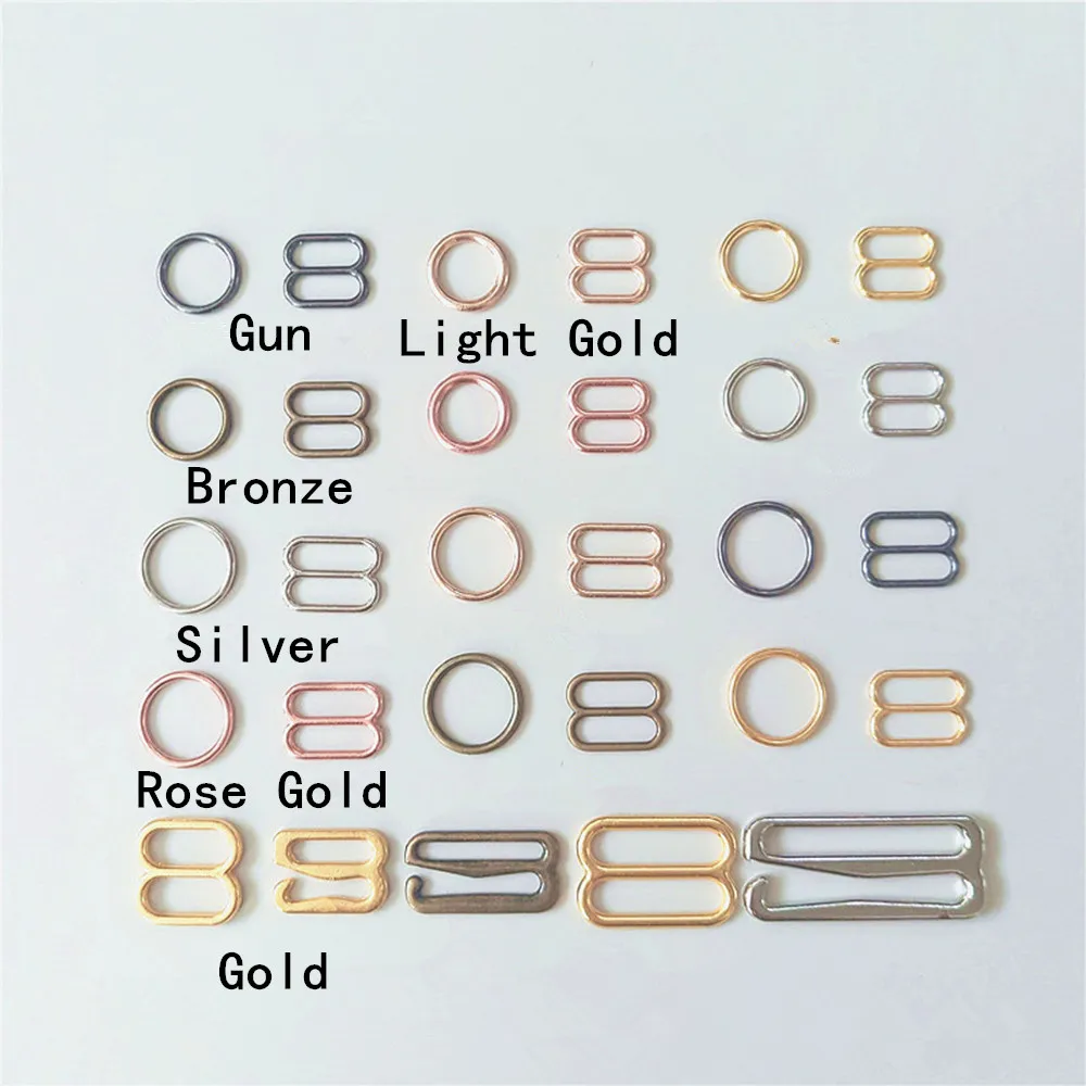 Metal Lingerie Underwear Bra Strap Adjustment, Slide Rings, Hooks Buckles, Clip Sewing, Wedding, 6-25mm, 1000Pcs, Bag, Wholesale